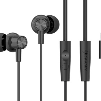 CELEBRAT earphones με μικρόφωνο G38, USB-C σύνδεση, 10mm, 1.2m, μαύρα