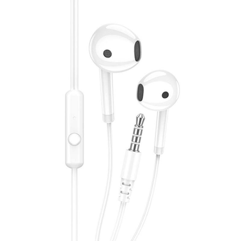 KAKUSIGA earphones με μικρόφωνο KSC-1301, 3.5mm σύνδεση, 14mm, 1.1m, λευκά