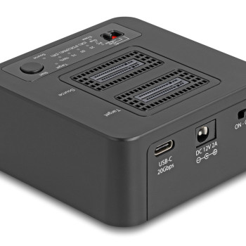 DELOCK docking station για M.2 NVMe SSD 64300, 2 θέσεων, 20Gbps, clone/erase function, μαύρο