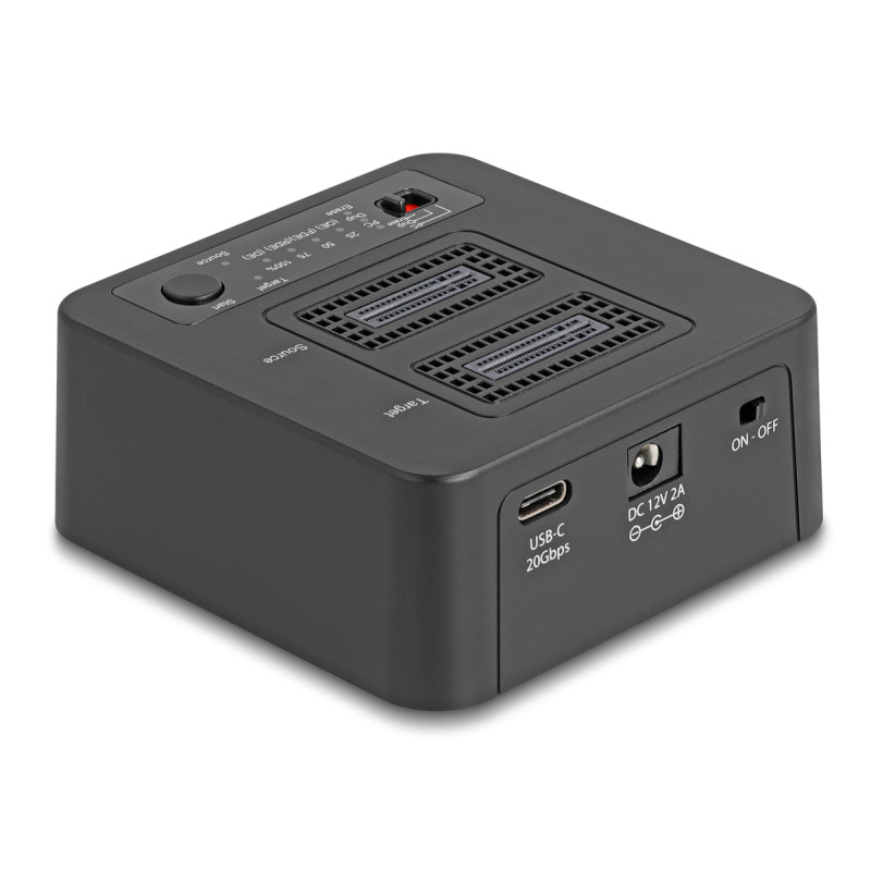 DELOCK docking station για M.2 NVMe SSD 64300, 2 θέσεων, 20Gbps, clone/erase function, μαύρο