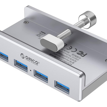 ORICO USB hub MH4PU-P με σφιγκτήρα, 4x θυρών, 5Gbps, USB σύνδεση, ασημί