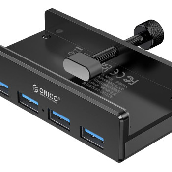 ORICO USB hub MH4PU-P με σφιγκτήρα, 4x θυρών, 5Gbps, USB σύνδεση, μαύρο