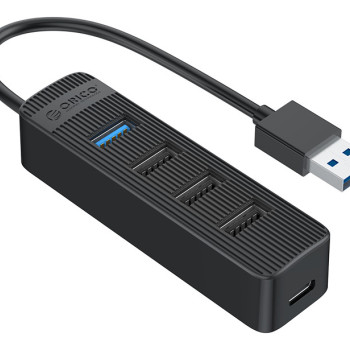 ORICO USB hub TWU32-4A, 4x θυρών, USB 3.0, 5Gbps, USB σύνδεση, έξτρα τροφοδοσία, μαύρο