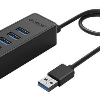 ORICO USB hub W5P-U3, 4x θύρες USB 3.0 5Gbps, USB σύνδεση, 1m καλώδιο, μαύρο