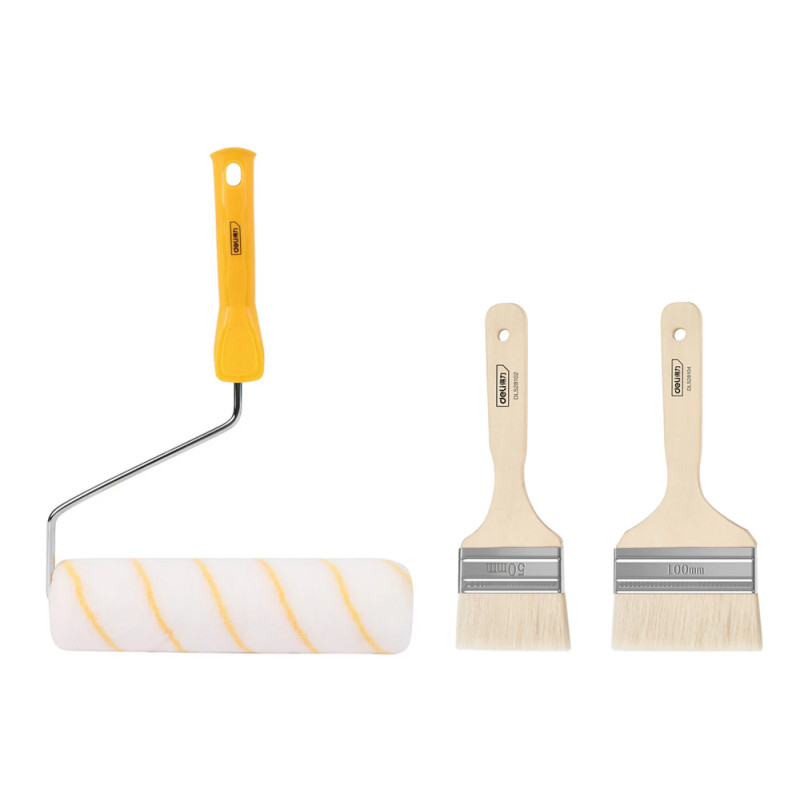 DELI σετ βαφής DL528003, ρολό με λαβή/2x πινέλα, 230mm, 50/100mm, 3τμχ
