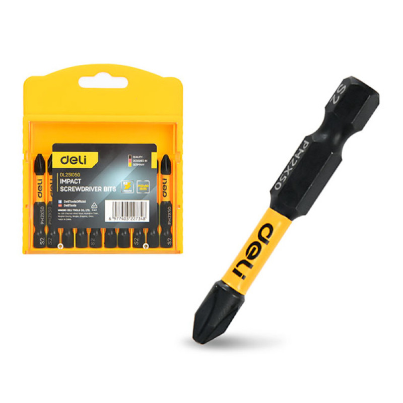 DELI σετ μύτες κατσαβιδιού DL251050 για δραπανοκατσάβιδο, σταυρωτές, PH2x50mm, 10τμχ