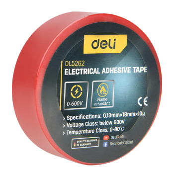 DELI μονωτική ταινία υψηλής αντοχής DL5262, 18mm x 9.15m, κόκκινη