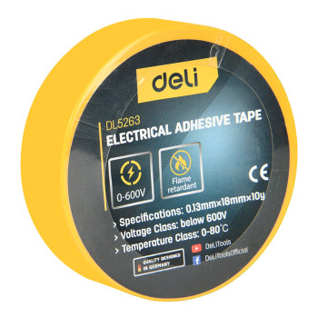 DELI μονωτική ταινία υψηλής αντοχής DL5263, 18mm x 9.15m, κίτρινη