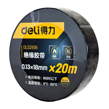 DELI μονωτική ταινία υψηλής αντοχής DL5261B, 18mm x 20m, μαύρη