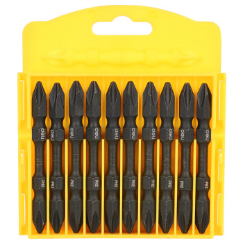 DELI σετ μύτες κατσαβιδιού DL252202 για δραπανοκατσάβιδο, διπλή κεφαλή, σταυρωτές, PH2x65mm, 10τμχ