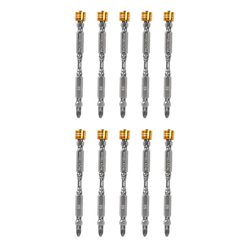 DELI σετ μύτες κατσαβιδιού DL255100 για δραπανοκατσάβιδο, διπλή κεφαλή, PH2x100mm, με μαγνητικό ring, 10τμχ