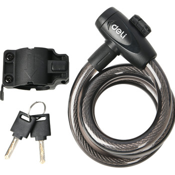 DELI κλειδαριά ποδηλάτου με κλειδί DL508062, Φ12mm, 1m, μαύρη