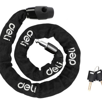 DELI κλειδαριά ποδηλάτου με κλειδί DL508021, Φ4mm, 1m, μαύρη