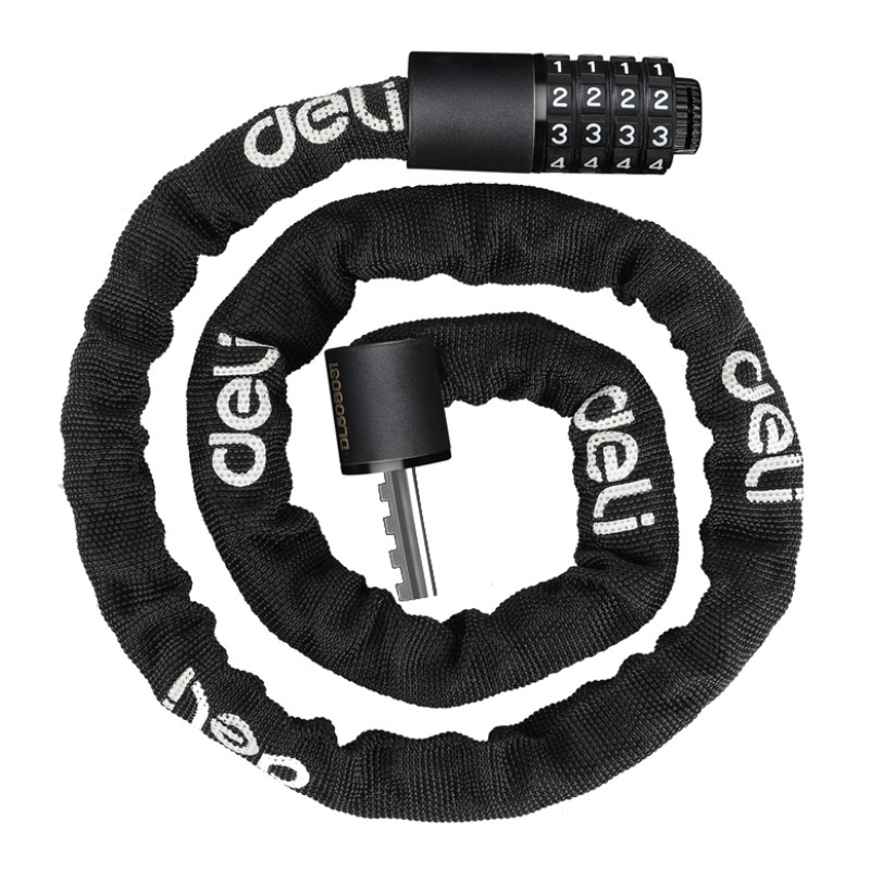 DELI κλειδαριά ποδηλάτου συνδυασμού DL508031, Φ4mm, 1m, μαύρη
