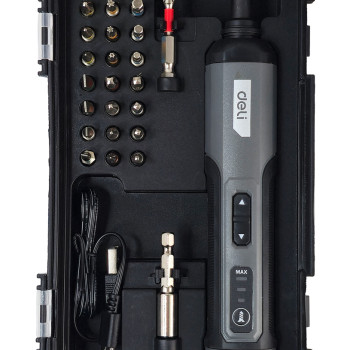 DELI σετ κατσαβίδι μπαταρίας με μύτες DC161, LED φακός, 2000mAh