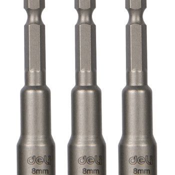 DELI σετ καρυδάκια DL4808T για δραπανοκατσάβιδο, μαγνητικά, 8mm, εξάγωνα, 3τμχ