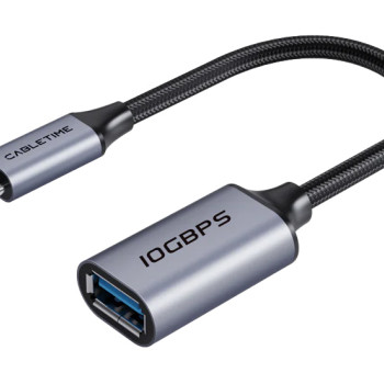 CABLETIME αντάπτορας USB-C σε USB CT-CMAF10-AGL, 10Gbps, γκρι