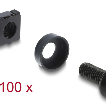 DELOCK σετ βίδες με παξιμάδια 42434 για rack, M6/16mm, μαύρο, 100τμχ