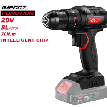 DELI κρουστικό δραπανοκατσάβιδο μπαταρίας DE-CZ20-1, Brushless, 20V, 70N.m