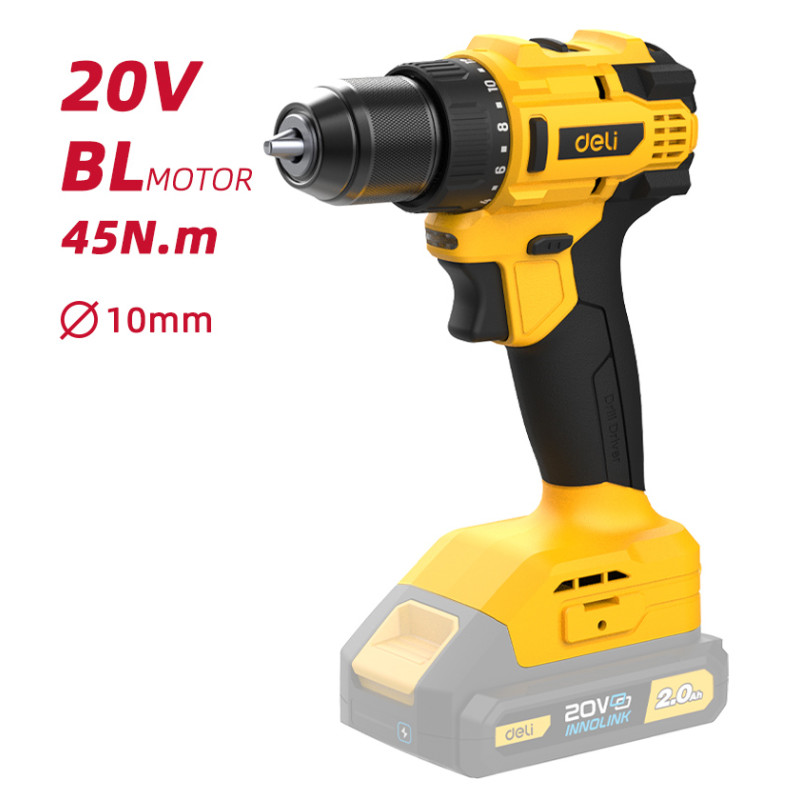 DELI δράπανο μπαταρίας DC120Z, Brushless, 20V, 45N.m