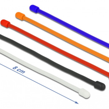 DELOCK Δεματικά καλωδίων 18970, εύκαμπτα, 80x4mm, χρωματιστά, 10τμχ