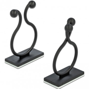 DELOCK Οργανωτής καλωδίων 60176 με αυτοκόλλητη βάση, μαύρο, 10τμχ