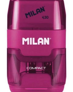 MILAN ξύστρα μολυβιών με κάδο & γόμα 1204703116, ροζ