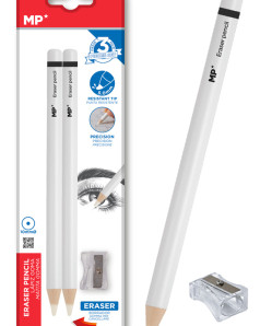 MP ξυλομπογιά PA1102 με ξύστρα, 5mm μύτη, στρογγυλό, λευκό, 2τμχ