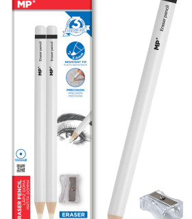 MP ξυλομπογιά PA1102 με ξύστρα, 5mm μύτη, στρογγυλό, λευκό, 2τμχ