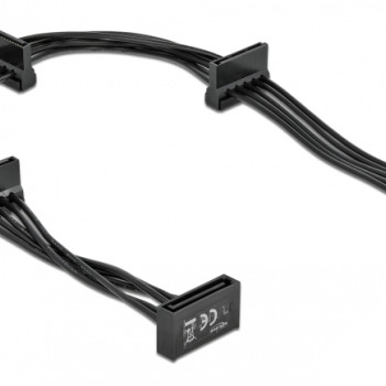 DELOCK καλώδιο SATA 15pin σε 4x SATA 15pin 60395, 40cm, μαύρο