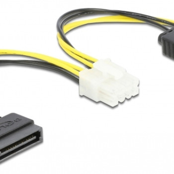 DELOCK καλώδιο EPS 8pin σε 2x SATA 15pin 83020, 15cm