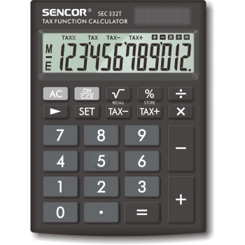 Αριθμομηχανή Dual 12 ψηφίων LCD Display Sencor SEC 332 T Μαύρο