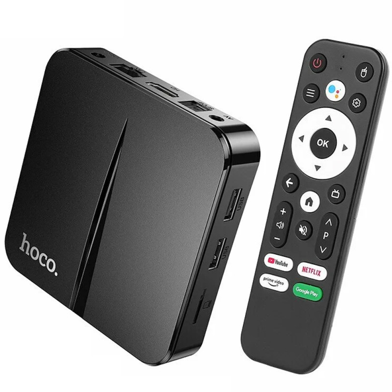 Hoco. DQ09 Barco TV Box 4K UHD 60Fps με WiFi RJ45 4GB RAM + 64GB ROM v5.0 Android 12 Δεν είναι συμβατό με τις εφαρμογές Cosmote TV και Netflix.